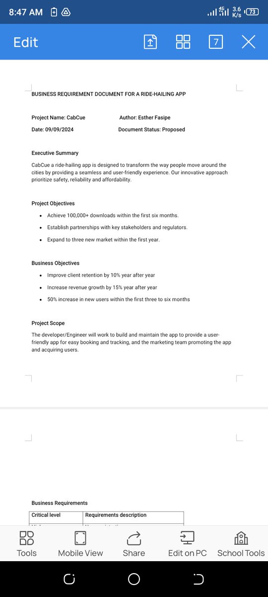 The past weeks was full of educative and new learning which birthed new ideas. I was able to create a BRD(Business requirements documents). All thanks to #3MTTNigeria for the opportunity #blockchainih for the training. Stay tuned
#productmanagerinview
