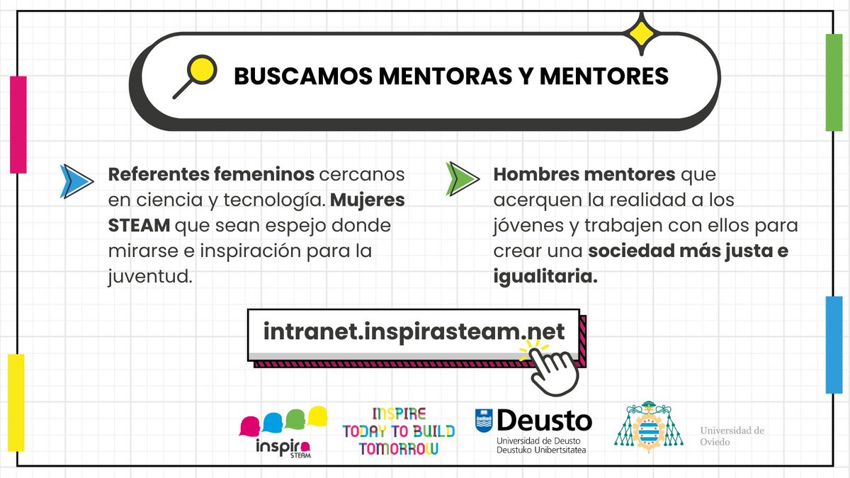 bea_reme's tweet photo. 🔎 Buscamos mentoras y mentores para la sexta edición de Inspira STEAM - Asturias.

✍️ Infórmate e inscríbete aquí: https://t.co/kC5IXb8S5K

#InspiraSTEAM2024 @MujerTekSpace @UOdivulga https://t.co/9ZYENglUI9