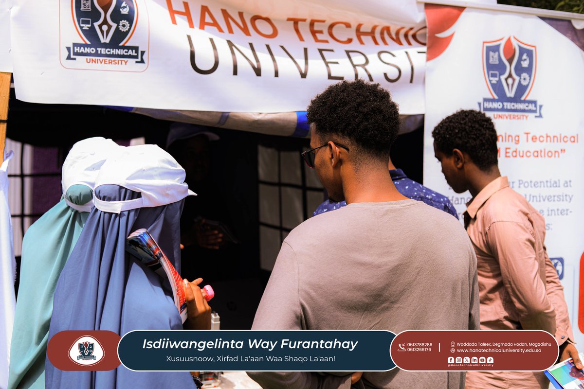 HanoTechnicalUn's tweet photo. Jaamacadda Farsamada Gacanta ee Hano Technical University waxa ay qayb ka tahay Bandhigga Waxbarashada ee Kobac 2024.

Shaqo la'aan waa xirfad la'aan!

#BandhiggaWaxbarashada #Kobac #Shaqo #Baro #HanoTechnicalUniversity #FarsamoGacan #Xirfad #Soomaaliya #WaxbarashadaSare https://t.co/3q2dX5SLQJ