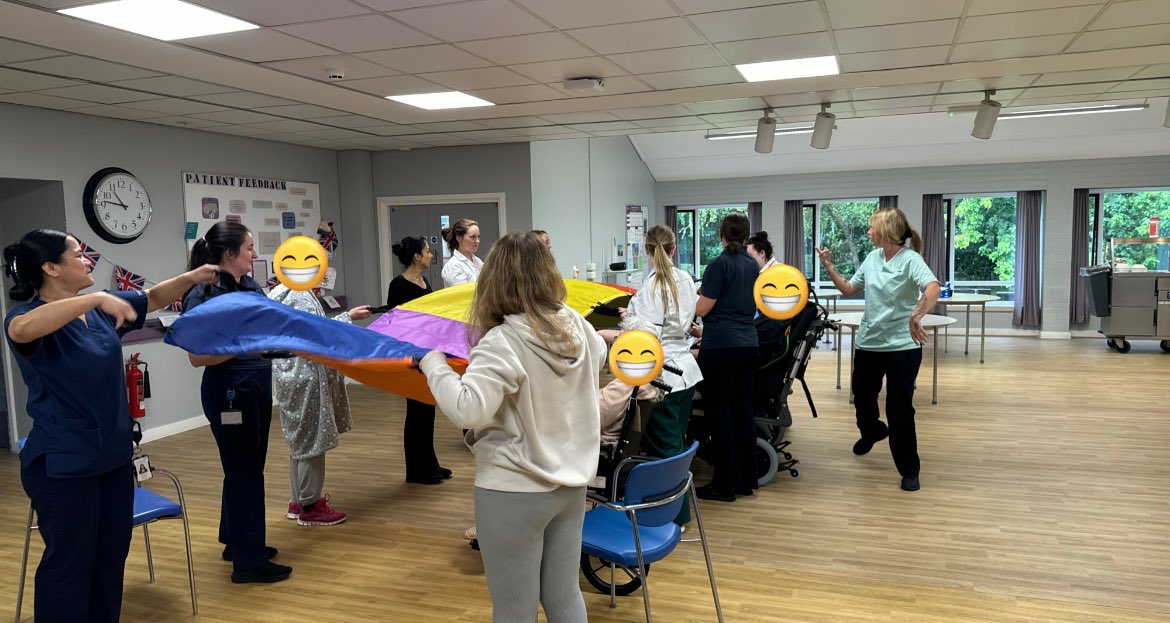 Yesterday, it was day one of the RRCs olympics 🏅

Following the opening ceremony🔥patients completed an Olympic themed quiz 🧠 and parachute games to work on upper and lower limb dexterity 🦵

Ready for a week of action! 🎯🎾🏓