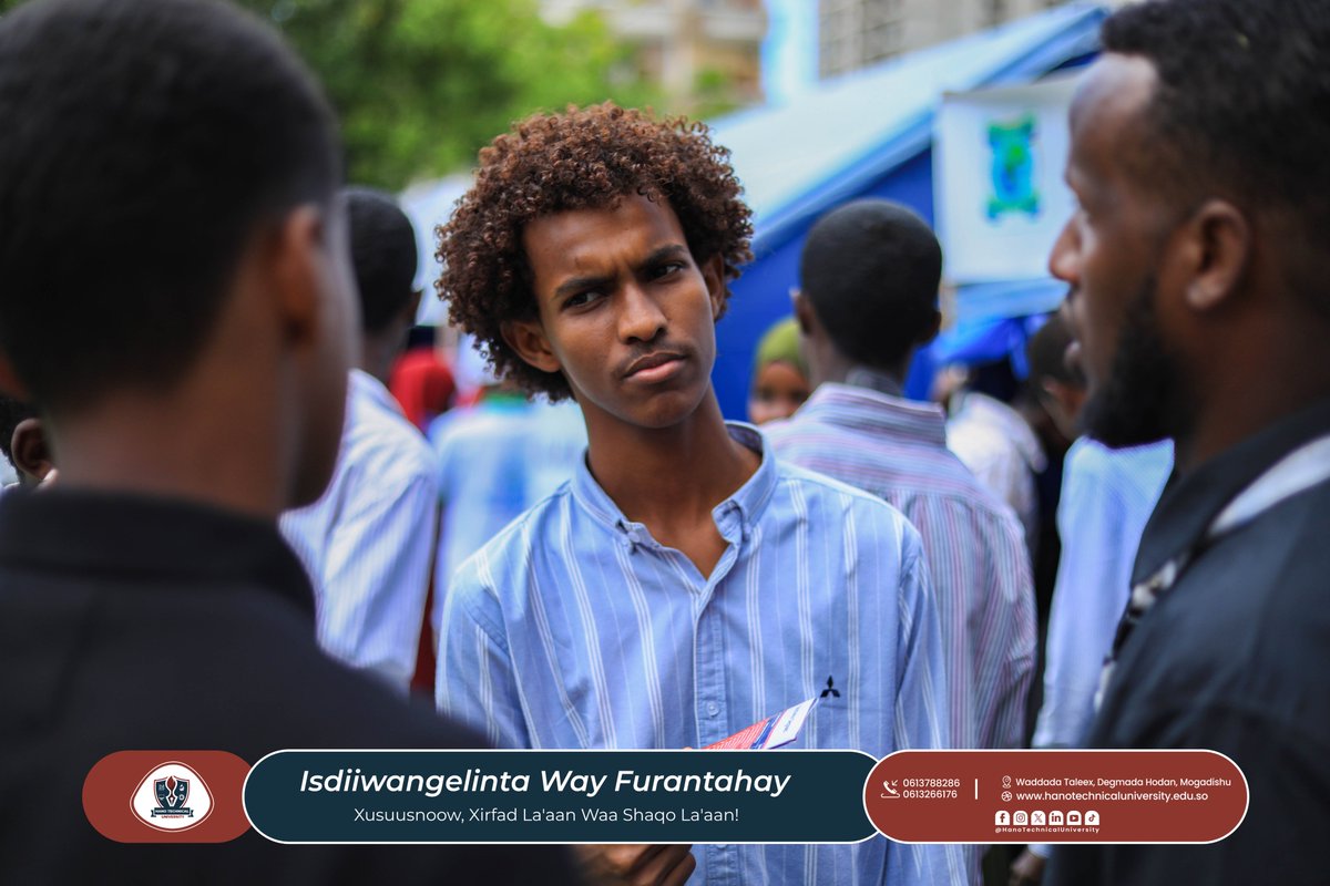 HanoTechnicalUn's tweet photo. Jaamacadda Farsamada Gacanta ee Hano Technical University waxa ay qayb ka tahay Bandhigga Waxbarashada ee Kobac 2024.

Shaqo la'aan waa xirfad la'aan!

#BandhiggaWaxbarashada #Kobac #Shaqo #Baro #HanoTechnicalUniversity #FarsamoGacan #Xirfad #Soomaaliya #WaxbarashadaSare https://t.co/3q2dX5SLQJ