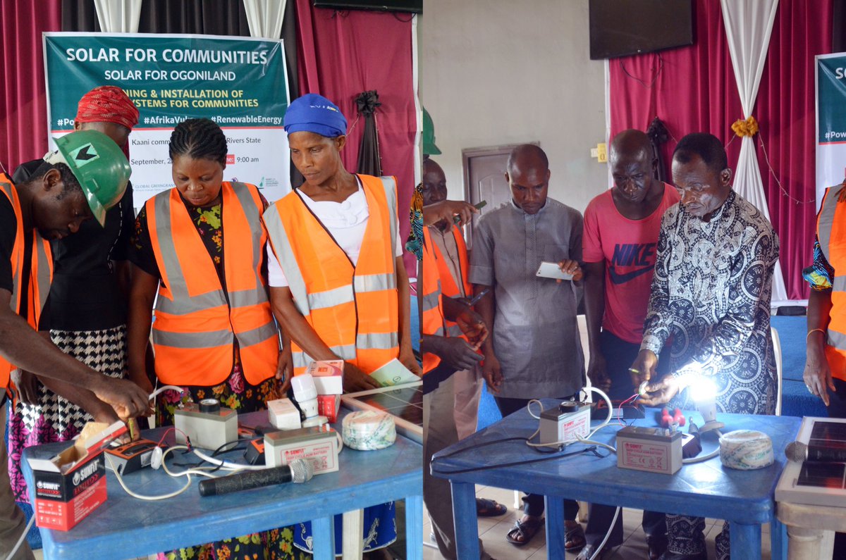 TerrenceMJ's tweet photo. Last week, @gifsep4climate, through her #Solar4Communities initiative, powered Kaani community in Khana LGA, Ogoniland with sustainable solar solutions, reducing pollution and promoting energy independence. Thanks to @350Africa and @GreengrantsFund
#RenewableEnergy #Solar https://t.co/xPCxXFr39c