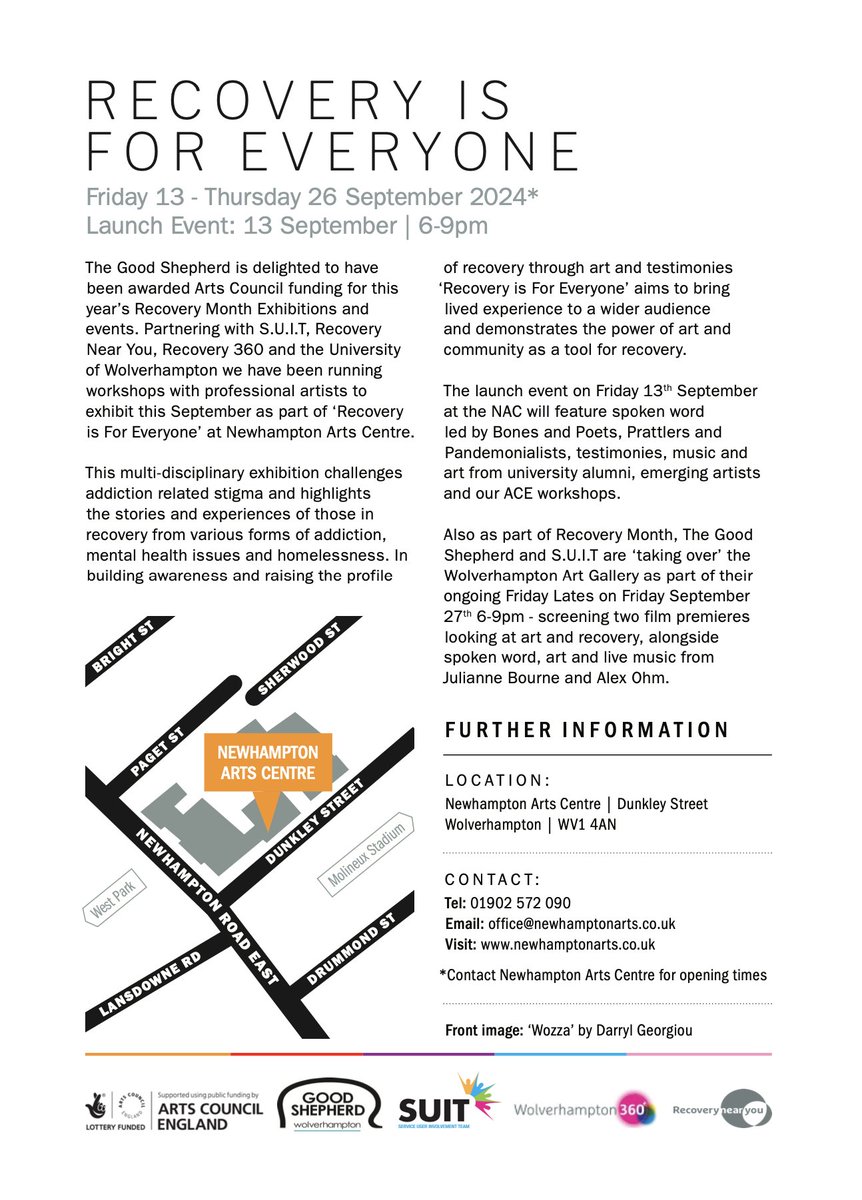 The Good Shepherd is staging an exhibition championing the power of art &amp; community as a tool to help people through Recovery.

Opens this Friday!

More info:

gsmwolverhampton.org.uk/art-exhibition…

<a href="/GSM_Wolves/">GSM Wolverhampton</a>