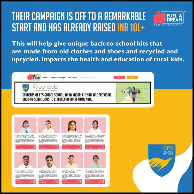 fueladream's tweet photo. Kudos to the students from CPS Global, Anna Nagar! Their campaign will make a real difference in the lives of 1000+ students in rural Tamil Nadu. 
 #CPSGLOBALANNANAGAR  #Greensole https://t.co/09l0BbT0VX