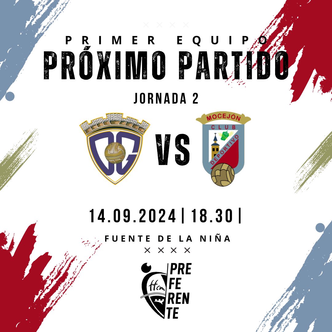 ✅ ¡HORARIO CONFIRMADO!

Salimos a Guadalajara en busca de la primera victoria de la temporada.

📌 Jornada 2
🗓️ Sábado 14 de septiembre 
🆚 CD Guadalajara “B”
⌚️ 18:30 horas
🏟️ Fuente de la Niña

#DaleMoce