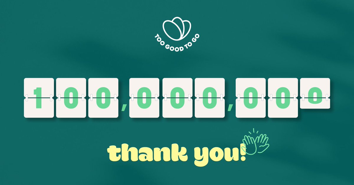 TooGoodToGo's tweet image. 🚀Too Good To Go just hit 100M registered users! 💚 Thank you to everyone making a difference by saving food from going to waste. Together, we’re helping the planet one bite at a time! 🌍