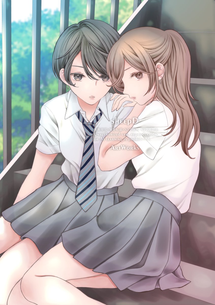 「イケメンJK×ギャルJKこの二人で百合漫画描きたさ 」|sheepD🐑5/5ティア「き52a」のイラスト