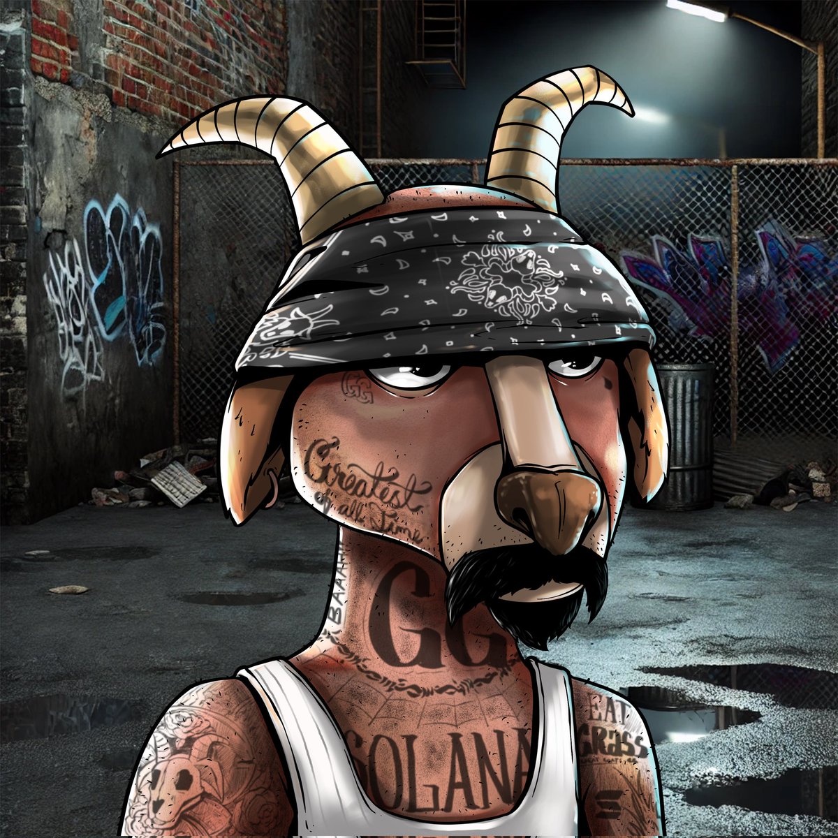 Been a fan of <a href="/roy_draws/">Roy 🦎</a> since the <a href="/ReptilianRenegg/">Reptilian Renegade</a> 🦎  always been a top-tier artist.
Really happy to see him in <a href="/GreatGoatsNFT/">Great Goats</a>, producing these two legendary 1-of-1 goats for the community.
<a href="/Neighbour78/">Mark Neighbour</a> was lucky to grab the first one.
Auctions are going nuts for the second,