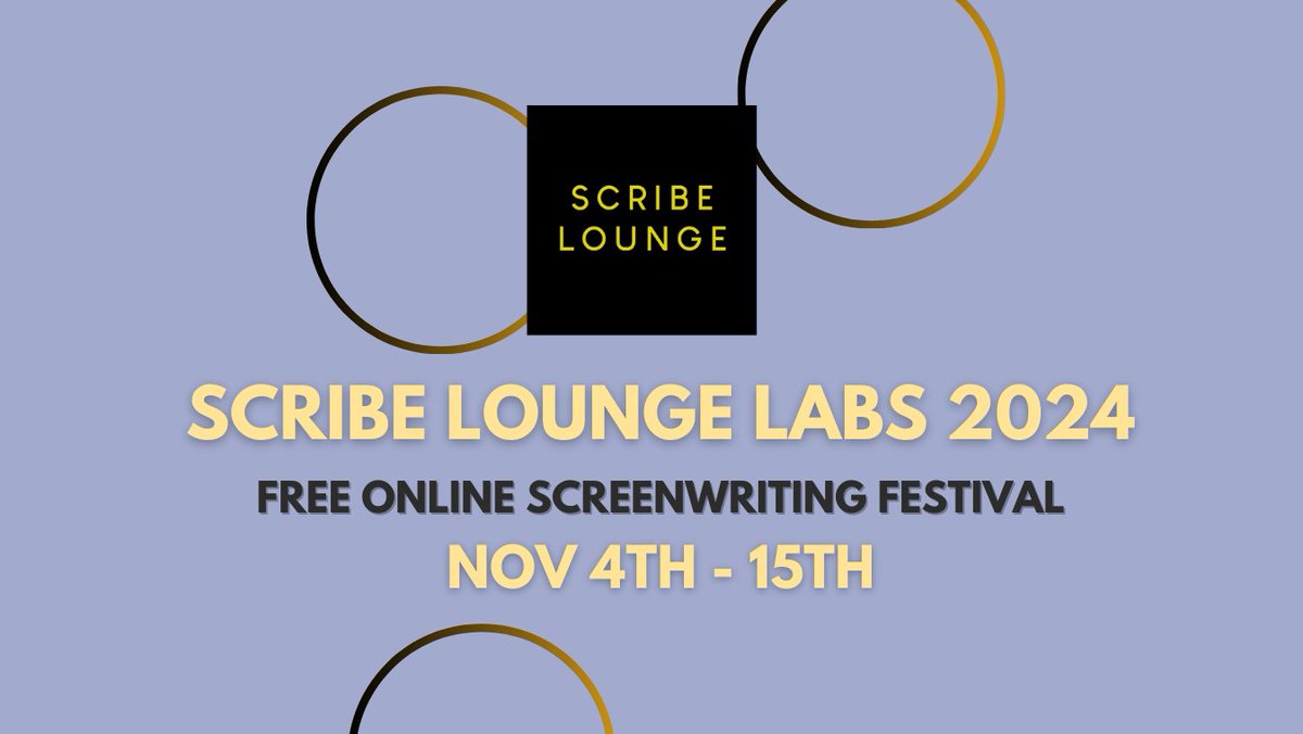 uk_scribe's tweet photo. ⚡️IT'S OFFICIAL!⚡️
🍾The Scribe Lounge Labs 2024
🖥️ FREE online screenwriting festival
📅Nov 4th-15th
Now in its 3rd year, it's time once again to chat to a whole host of top industry pros about craft and career. And you're all invited!🙌
🎟️Ticket & schedule info coming soon https://t.co/pcHh4Mw3Rg