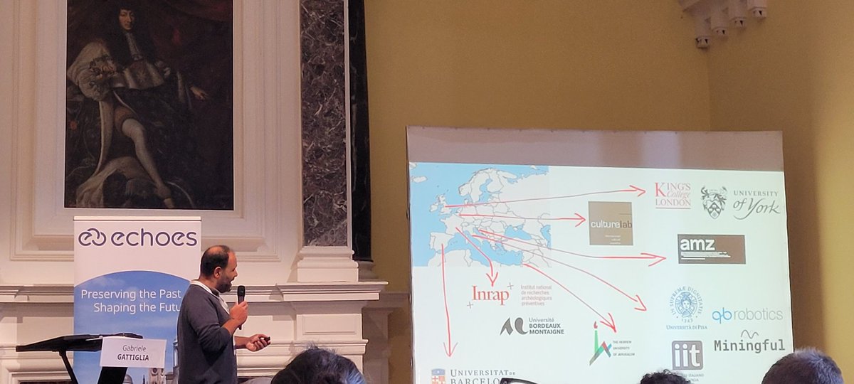 AJoffres's tweet photo. #echoeslaunch Gabriele Gattiglia présente le projet AUTOMATA, l'un des premiers lauréats des appels ECCCH pour les projets associés au projet @echoes_eu pour construire le cloud collaboratif européen pour le patrimoine culturel #ECCCH #massiveautomation #3Ddata #digitisation https://t.co/bK5VlJhgle