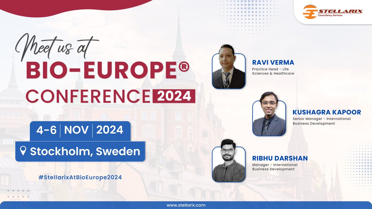 Stellarix's tweet photo. ๐ Join Us at #BIOEurope2024! ๐
Weโre looking forward to connecting with industry leaders and innovators to discuss the latest opportunities and navigate potential risks in the ever-evolving fields of healthcare, pharma, and life sciences.
#Stellarix https://t.co/d4v8fL0E9g