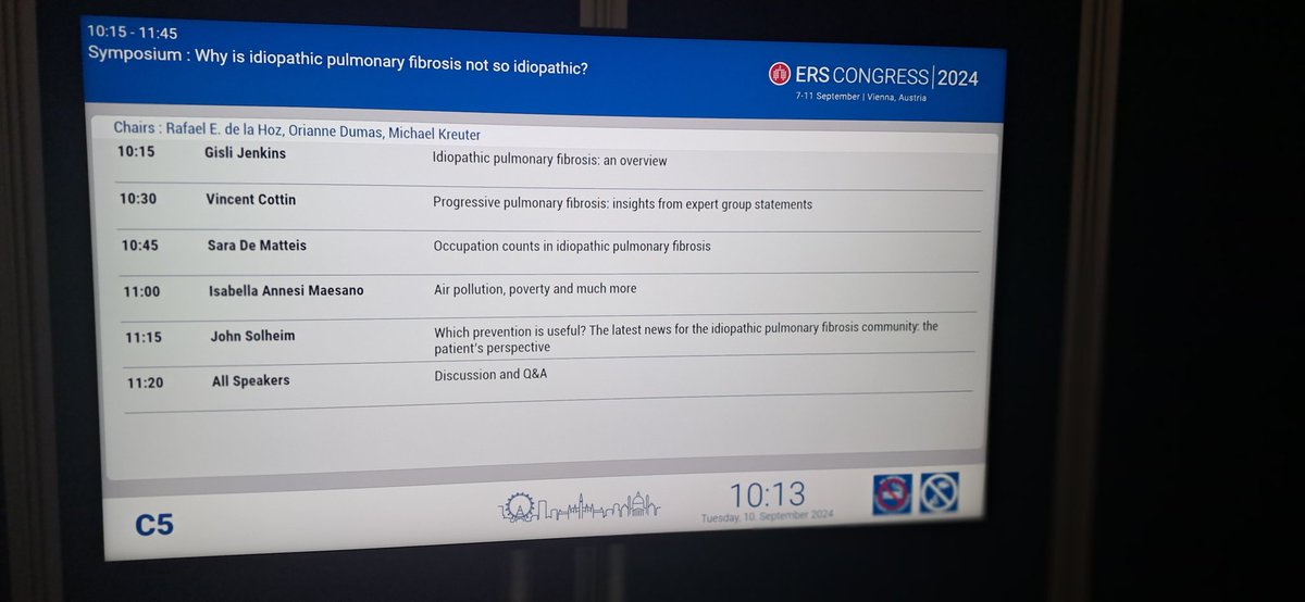 IPFthurles's tweet photo. Full house for the "Why is Idiopathic Pulmonary Fibrosis not so Idiopathic" session at #ERSCongress - with two speakers from the @EU_IPFF Scientific Advisory Board plus @EU_IPFF president @John_solheim 
#CurePF #PulmonaryFibrosis #PFMonth https://t.co/ejppPbGWNT