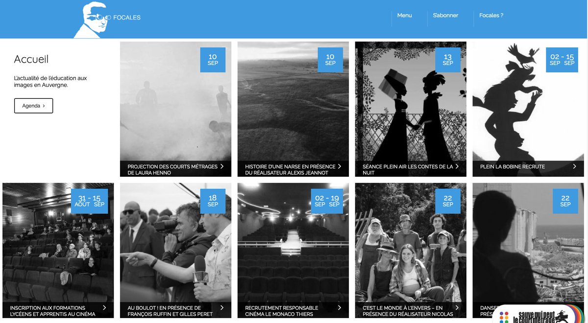 Découvrez l'actualité de l'éducation aux images en <a href="/auvergnerhalpes/">Auvergne-Rhône-Alpes</a> pour le mois de septembre. 

Plus de détails des évènements sur focales.org

<a href="/Departement63/">Puy-de-Dôme, mon Département</a>
<a href="/ClrmntMetropole/">clermontmetropole</a>
<a href="/ClermontFd/">Clermont-Ferrand</a>
@ClermontISFF
<a href="/villedethiers/">Ville de Thiers</a> 
<a href="/LeCNC/">Le CNC</a> 
<a href="/Cine_Fac/">Cinéfac</a>