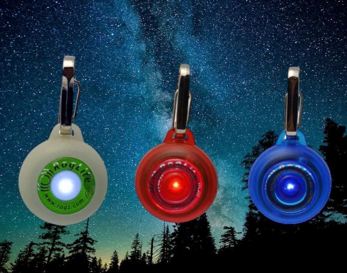 RogLites are 2-in-1 illuminated lights that shine or flash continuously for high visibility in the dark or mist. Hang or clip onto your dog’s collar, lead, or harness, or clip to yourself or a bicycle.
water resistant and fully submergible.

mckaypetsupplies.co.uk
