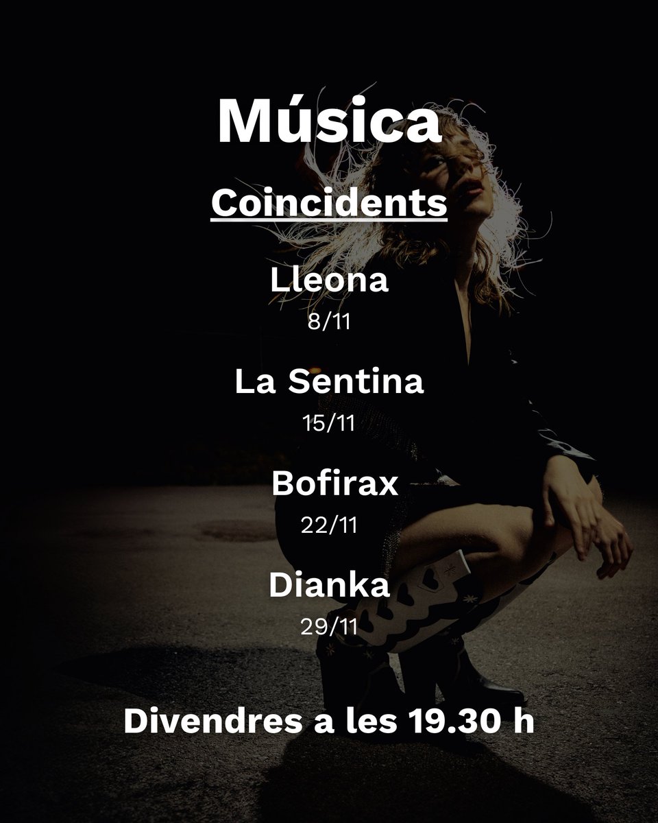 <a href="/JMCatalunya/">Joventuts Musicals de Catalunya</a> <a href="/assaig_general/">Assaig general</a> <a href="/agendaclassica/">Agenda Clàssica</a> @PauCodinaCello 🎤 Coneixerem <a href="/Lleona_lleona/">Lleona</a>, projecte que dona veu a grans escriptores catalanes, passejarem per les lletres del nou treball de <a href="/LASENTINA/">la sentina</a>, ens submergirem en l'electrònica detallista de #Bofirax i tancarem amb la música fresca i eclèctica de #Dianka 👉tuit.cat/vydjm