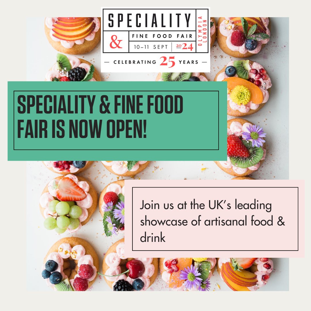 We’re excited to kick off the 2024 Speciality &amp; Fine Food Fair, celebrating 25 years of excellence! Join us for 2 days of fine food &amp; drink, live demos, and networking with industry pros. 🍷🍽️ #SFFF24 #25YearsofSFFF