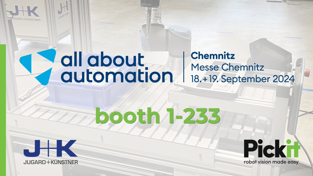 pickit3d's tweet photo. Counting down to All About Automation in Chemnitz , Germany, where Pickit 3D will be showcased on September 18-19, 2024. ✨ Come visit our partner JUGARD+KÜNSTNER at booth 1-233 and experience a live bin picking demo. #AllAboutAutomation #3DRobotVision #BinPicking #Robotics https://t.co/5OGViYPR3g