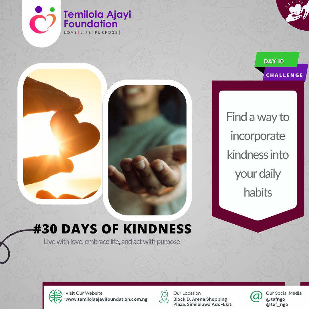 taf_ngo's tweet image. Do you know that Kindness isn’t just about grand gestures?

it’s in the small, everyday things we do that often go unnoticed.

It’s the consistent, everyday acts that make the biggest difference over time.

Today, make kindness a routine, not just an exception.

#30DaysofKindness