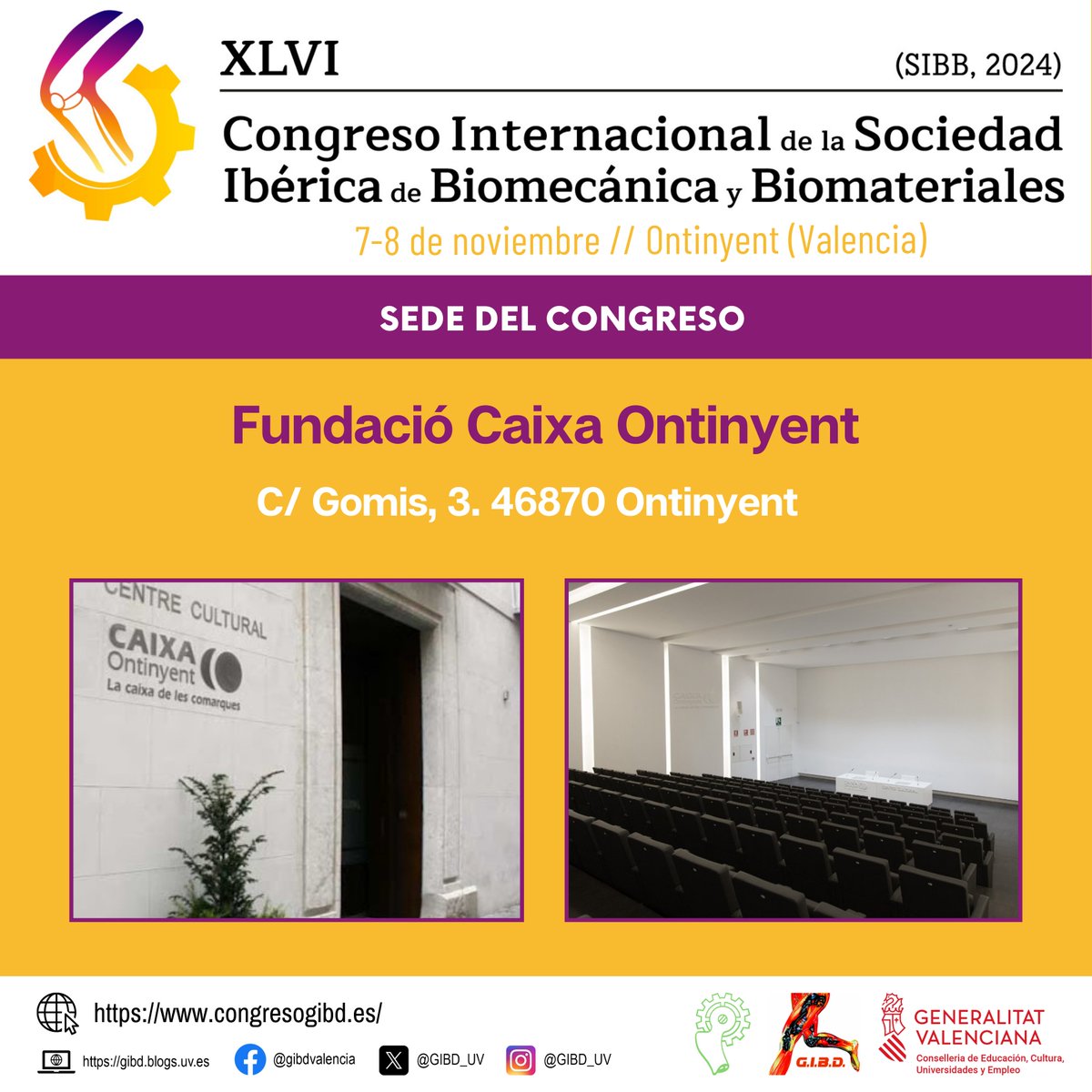 GIBD_UV (@gibd_uv) on Twitter photo 📍 SEDE
Este año el #CongresoSIBB24 se celebrará en Ontinyent (Valencia), en el Centro Cultural de la <a href="/fundaciocao/">Fundació Caixa Ontinyent</a> 🤩
Aquí os dejamos la dirección para que vayáis preparando vuestros GPS 🚗😉
Recordad que tenéis toda la info en la web del congreso
💻 congresogibd.es 📍 SEDE
Este año el #CongresoSIBB24 se celebrará en Ontinyent (Valencia), en el Centro Cultural de la <a href="/fundaciocao/">Fundació Caixa Ontinyent</a> 🤩
Aquí os dejamos la dirección para que vayáis preparando vuestros GPS 🚗😉
Recordad que tenéis toda la info en la web del congreso
💻 congresogibd.es