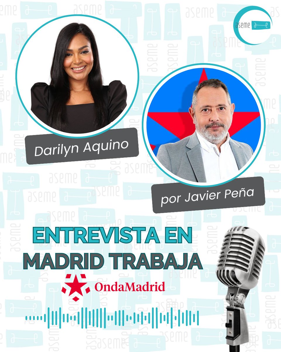 @AsemeMadrid (@asememadrid) on Twitter photo 🎙 Conoce la historia de Darilyn Aquino, empresaria y CEO de Propulsus Business, en el programa <a href="/MadridTrabajaOM/">Madrid Trabaja</a> de Onda Madrid. ¡Inspiración y liderazgo femenino!
telemadrid.es/programas/madr…
#ASEME #MadridTrabaja 🎙 Conoce la historia de Darilyn Aquino, empresaria y CEO de Propulsus Business, en el programa <a href="/MadridTrabajaOM/">Madrid Trabaja</a> de Onda Madrid. ¡Inspiración y liderazgo femenino!
telemadrid.es/programas/madr…
#ASEME #MadridTrabaja