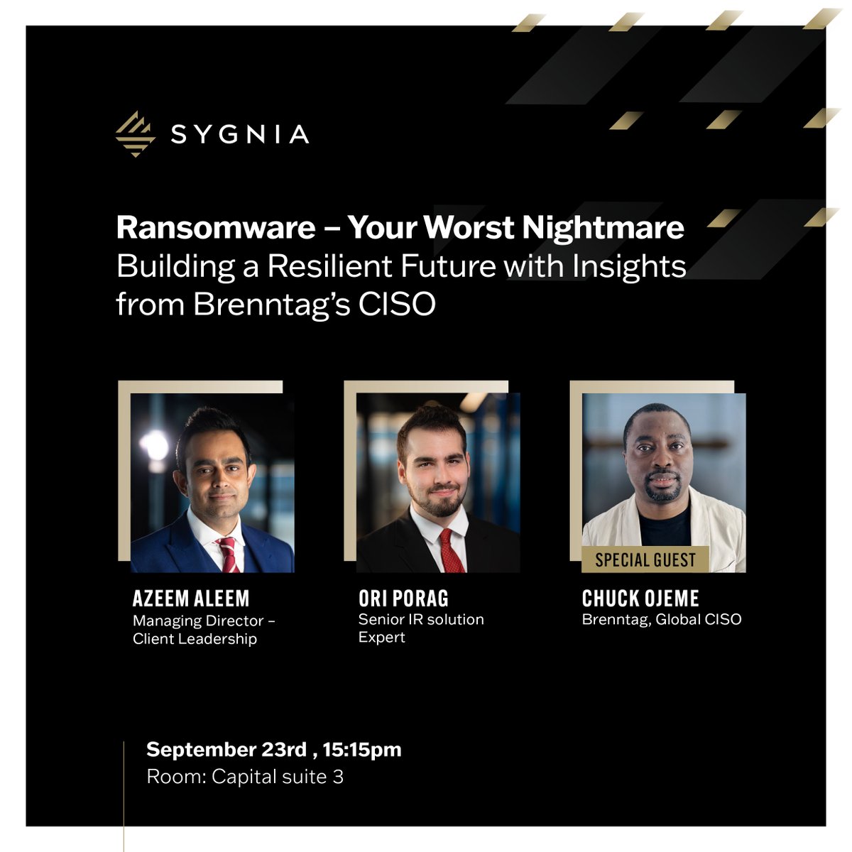 Attending #GartnerSec UK? It's not long now! Join our session!
Sygnia’s experts will compare two real-life #cyberattacks by the same #threatactor, which had drastically different outcomes, emphasizing the importance of cyber readiness in preventing major crises.