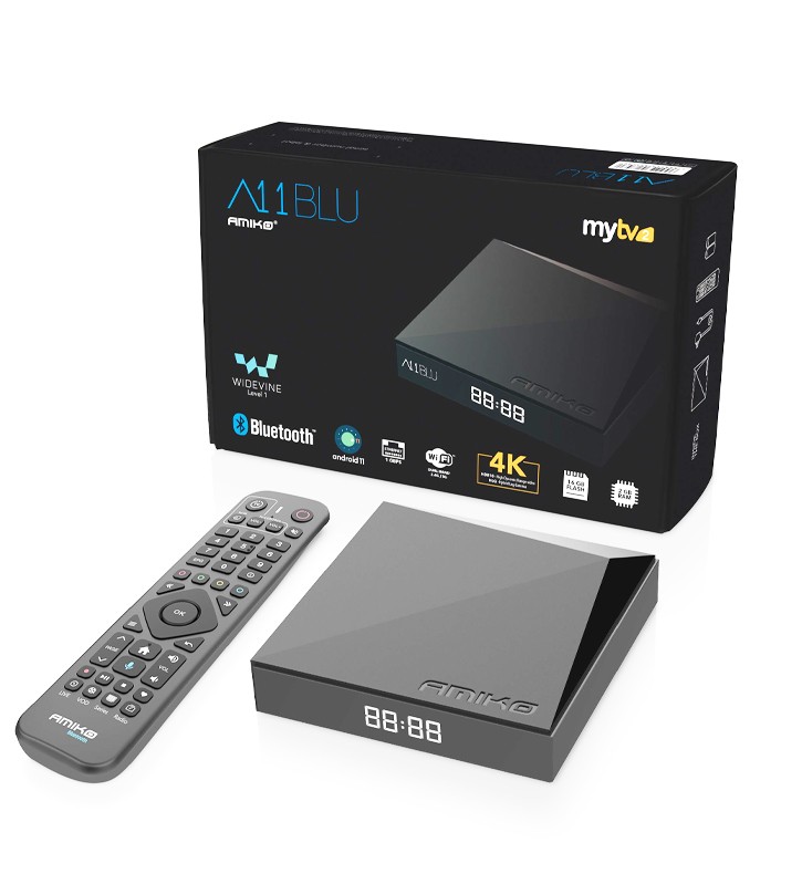 WoSShop's tweet photo. New great spec Amiko A11 BLU in stock now! Only £99.95! Trade and re-sellers contact us for special prices!  MYTV3 | 2GB + 16GB | DUAL BAND WiFi | BACKLIT BLUETOOTH VOICE REMOTE OTT IPTV Media Streamer (https://t.co/0P63PvE47m) https://t.co/HRjVXJ58IM