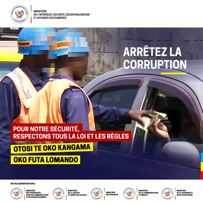 ScoutKinOuest's tweet photo. @shabani_lukoo Halte a l'incivisme routier et à la corruption a tous les niveaux de la vie de la société congolaise (Gouvernants et Gouvernés) @shabani_lukoo https://t.co/Vs6OY3jL6y
