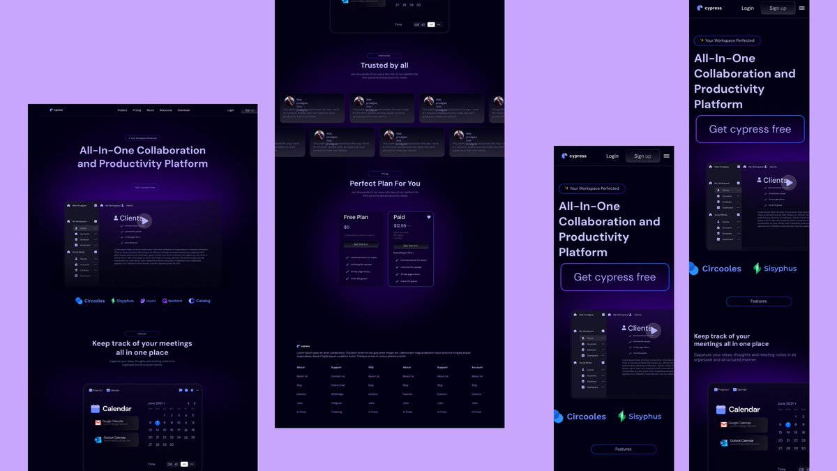 CharlesBuikem's tweet image. Today's design is a SaaS landing page for an online productivity platform
Did a mobile responsive view, I'm loving the dark and glassy feel though
#uiux #uiuxdesign #userinterfacedesign #UserExperience #landingpage #SaaS #designdaily #figma #WebDesign #productdesign
