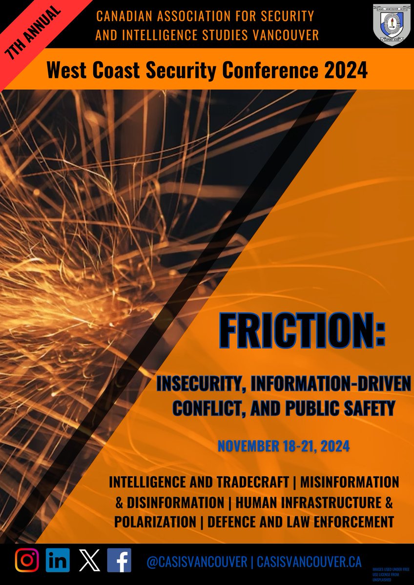CASISVancouver's tweet image. Due to high demand, our conference will be extended! Now Nov. 18-21, it will feature more presentations about defending sovereignty, resilience to modern threats, protecting #HumanInfrastructure and conflicts driven by #disinformation.  Get tickets here: casisvancouver.ca/product-catego…