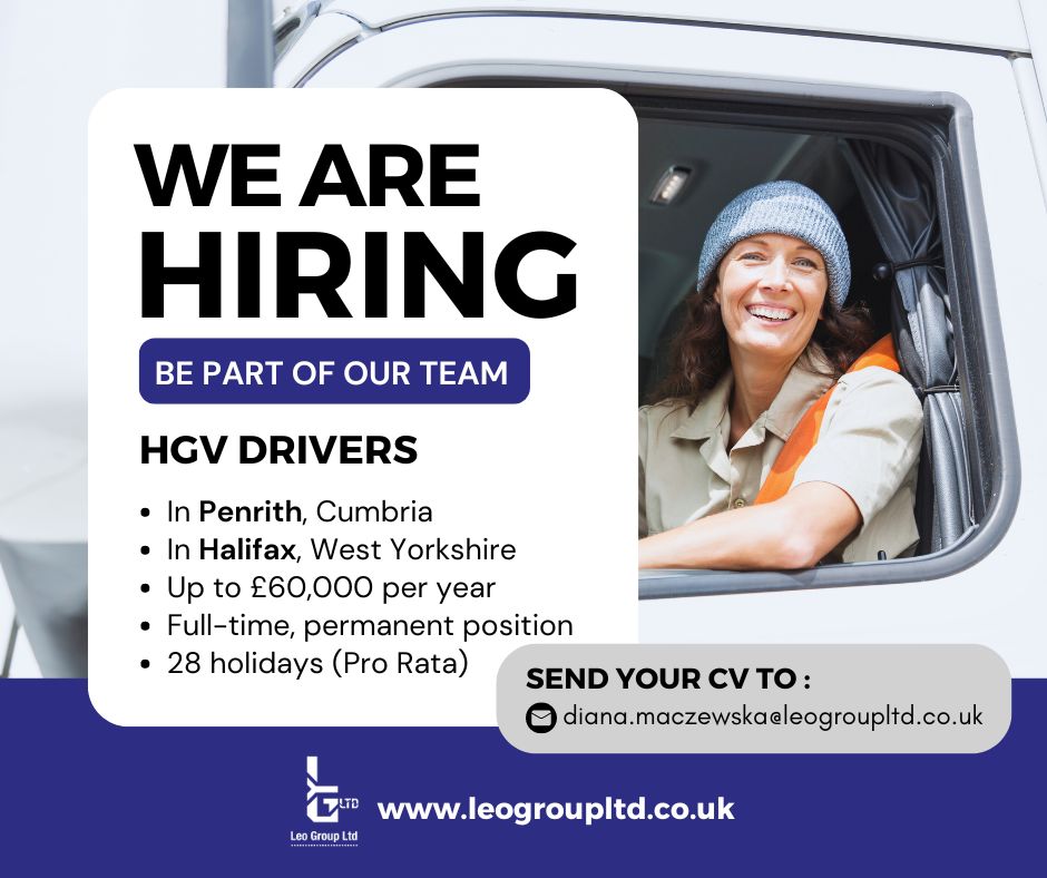Leo Group Ltd (@leogroupltd1) on Twitter photo Our transport division, Haulage Holdings is actively seeking HGV Class1 Drivers to join immediately!
Interested 😀 please contact Diana Maczewska at 👉diana.maczewska@leogroupltd.co.uk
#Penrith #Halifax #HGVDriver #TransportJobs #Class1Driver Our transport division, Haulage Holdings is actively seeking HGV Class1 Drivers to join immediately!
Interested 😀 please contact Diana Maczewska at 👉diana.maczewska@leogroupltd.co.uk
#Penrith #Halifax #HGVDriver #TransportJobs #Class1Driver