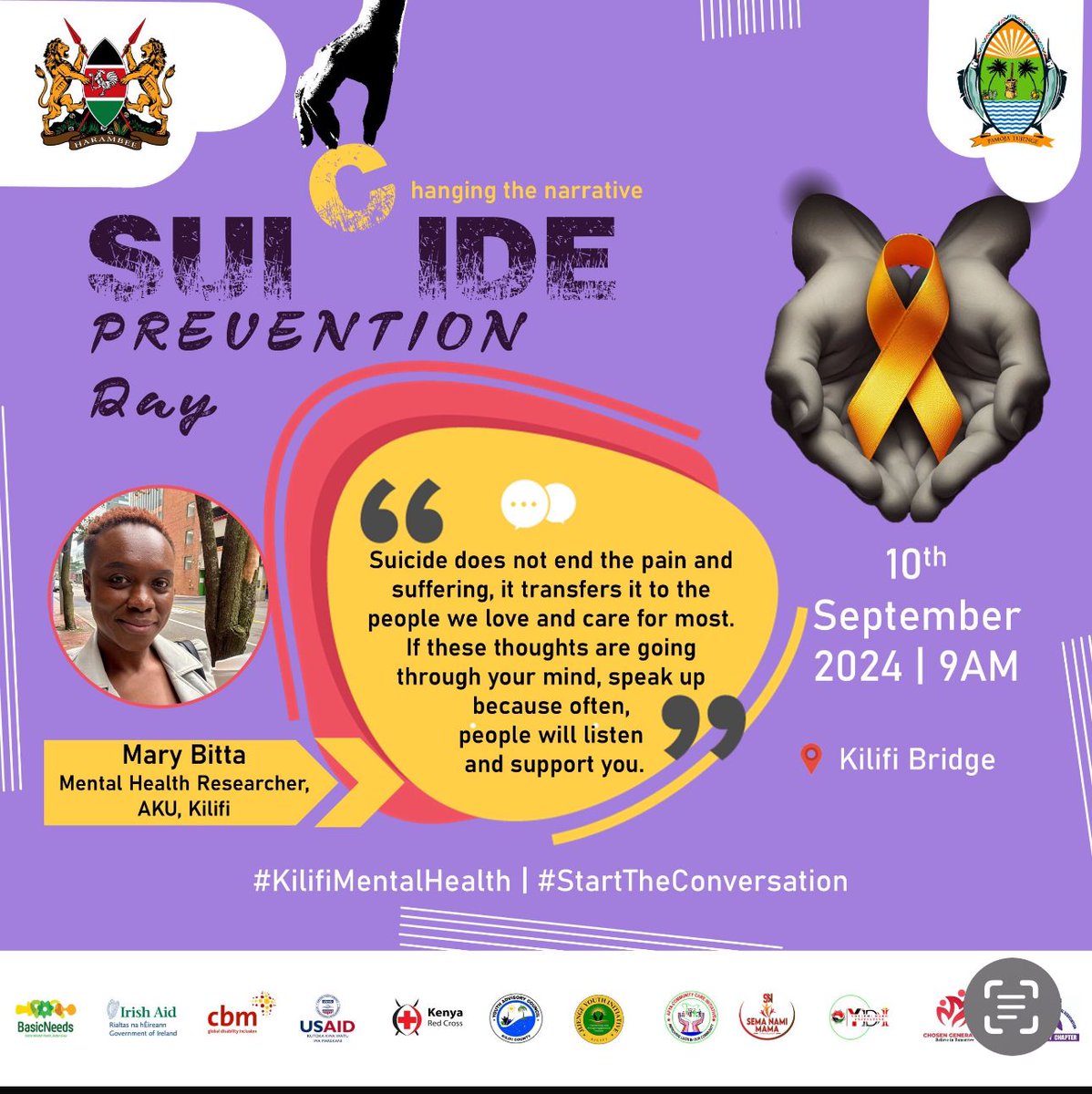 _Roda_Nzawa_'s tweet image. Speaking out about suicide is not a taboo please speak out someone is ready to listen.
#letschangethenarrative
@cbm_ global @USAIDKenya @MTGkilifi @kilifi_youth @Basicneeds_KE @MH_Kilifi

#KilifiMentalHealth | #StartTheConversation