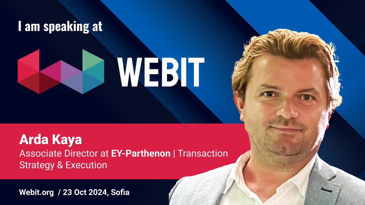 We’re thrilled to announce that Arda Kaya, Associate Director at EY-Parthenon | Transaction Strategy &amp; Execution, will be speaking at Webit 2024 - Sofia Edition! 🎤✨

webit.org/festival-europ…