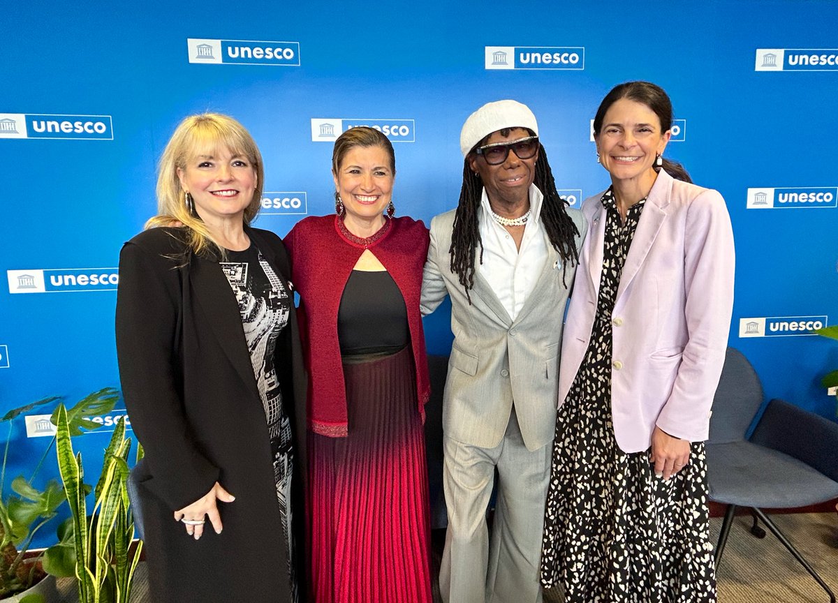 USUNESCO's tweet photo. Yesterday, a Memorandum of Understanding between @UNESCO and @WeAreFamilyFdtn was signed by co-founder and musician Nile Rodgers 🇺🇸and ADG Ramos! This partnership underscores American values and the importance of promoting cultural diversity and youth engagement. Excited to support this work! #WAFF