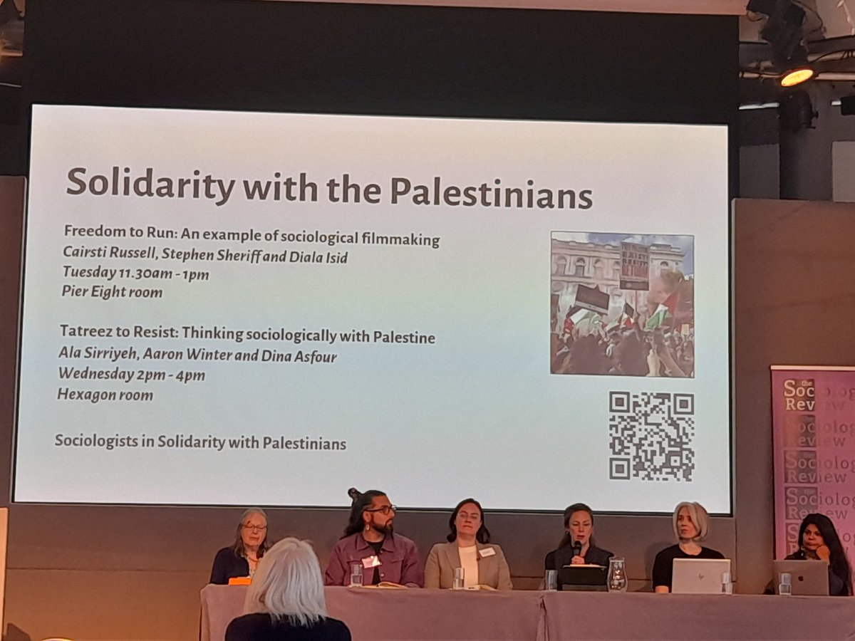 Aaron Winter (@aaronzwinter) on Twitter photo Solidarity with the Palestinians at #UndiscipliningII @TheSocReview
<a href="/AlaSirriyeh/">Ala Sirriyeh 🇵🇸</a> <a href="/socispal/">Sociologists in Solidarity with Palestinians</a>
<a href="/Crstiyy/">Cairsti</a> <a href="/Freedom_to_Run/">Freedom to Run</a> Solidarity with the Palestinians at #UndiscipliningII @TheSocReview
<a href="/AlaSirriyeh/">Ala Sirriyeh 🇵🇸</a> <a href="/socispal/">Sociologists in Solidarity with Palestinians</a>
<a href="/Crstiyy/">Cairsti</a> <a href="/Freedom_to_Run/">Freedom to Run</a>