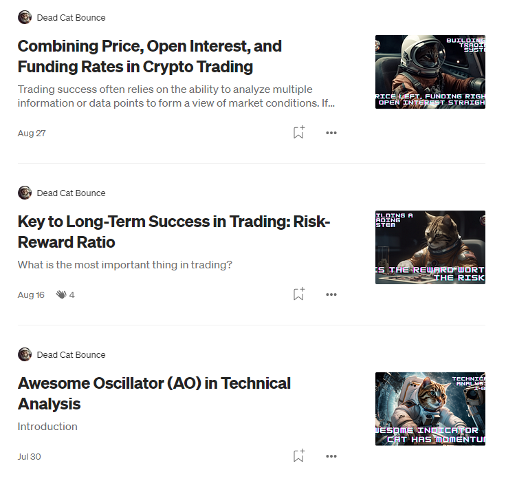 DCBcrypto's tweet photo. The odds of you catching a 100x move are less than 1%

The odds of you improving in trading by educating yourself about TA and trading strategies are much higher - Source: Cat analytics

Check my Medium to improve as a trader

This week's article: Placing a stop-loss 🔜