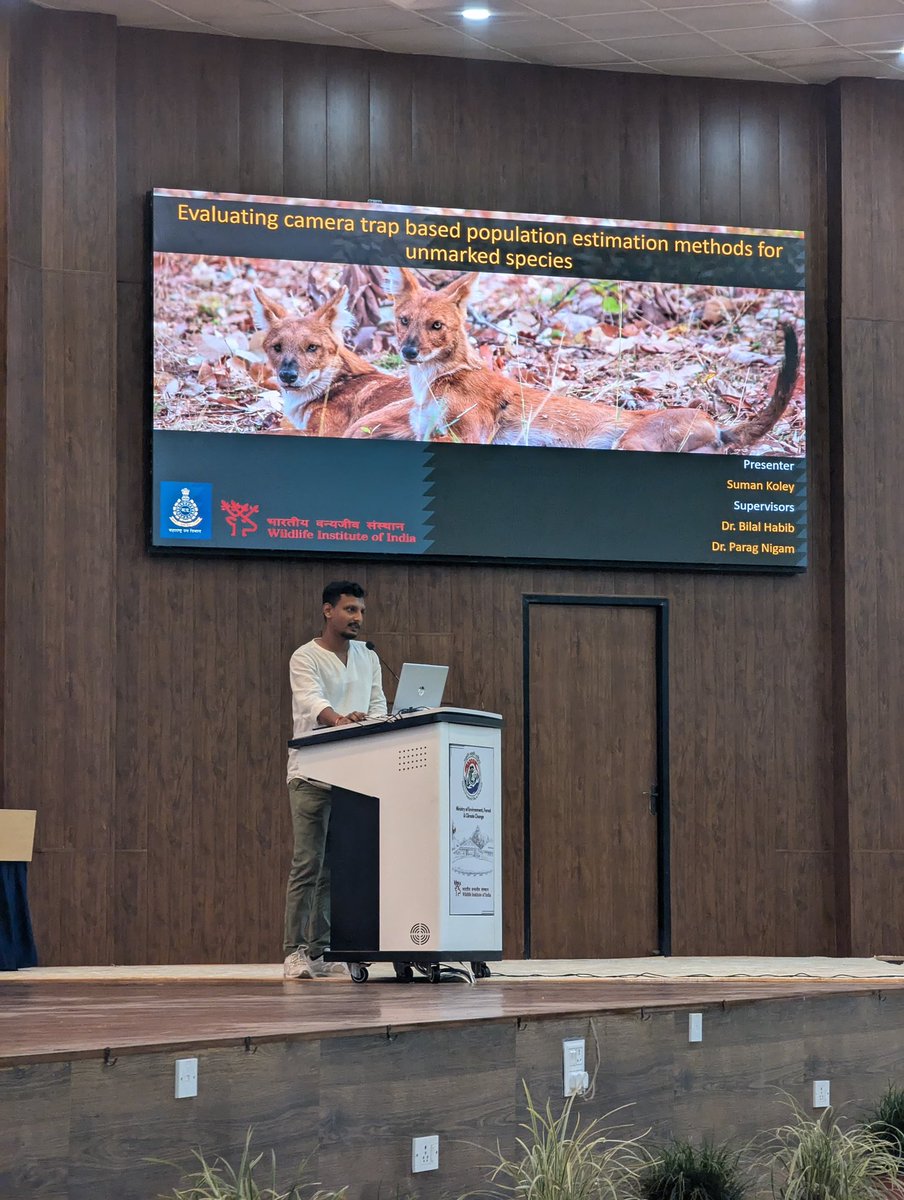 Suman Koley presented on Evaluating camera-trap based methods for population estimation of unmarked species at XVII IARS,2024. 
#IARS2024 #WildlifeResearch #spacetoevent #timetoevent #secr #distancesampling
<a href="/moefcc/">MoEF&CC</a> <a href="/vrtiwari1/">Virendra Tiwari</a> <a href="/MahaForest/">Maha Forest Official</a> <a href="/bhlab_india/">BH LAB</a> <a href="/wildwithwolves/">Bilal Habib</a> <a href="/paragnigam09/">Parag Nigam</a>
