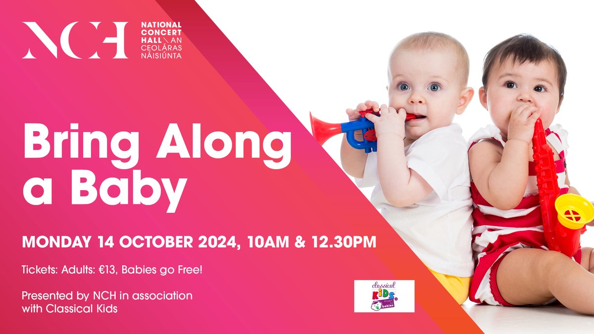 National Concert Hall (@nch_music) on Twitter photo Bring Along a Baby returns to the NCH on October 14th!
Sit back and enjoy a relaxed and informal chamber music recital while your baby or toddler sleeps feeds or plays!
Book now 👉 nch.ie/learn-particip…
Presented by NCH in association with <a href="/classicalkidsie/">classicalkids.ie</a> Bring Along a Baby returns to the NCH on October 14th!
Sit back and enjoy a relaxed and informal chamber music recital while your baby or toddler sleeps feeds or plays!
Book now 👉 nch.ie/learn-particip…
Presented by NCH in association with <a href="/classicalkidsie/">classicalkids.ie</a>