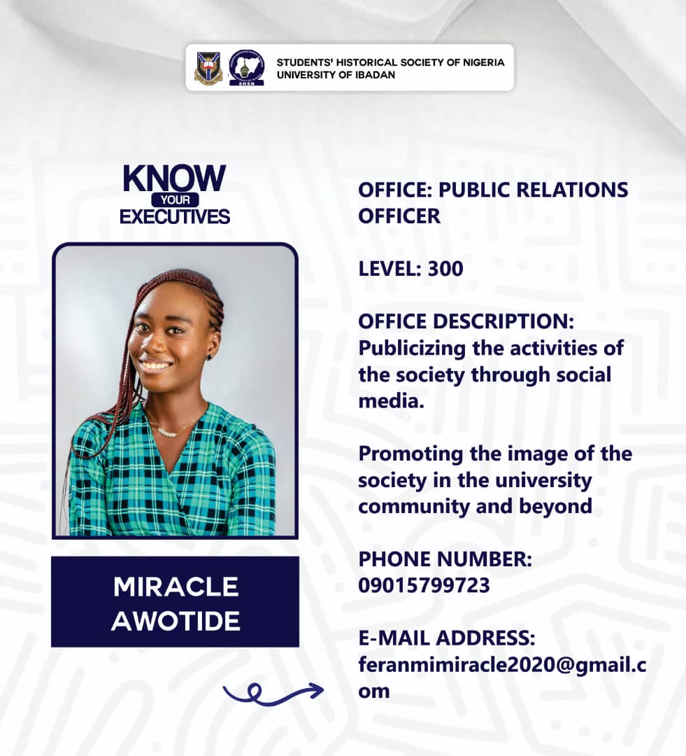 shsn_unibadan's tweet photo. π Know Your Executives!
PUBLICITY!
Who's in charge of amplifying the voice of the Department?
The P.R.O
#KnowYourExcos
#TeamSimplicitySHSN'UI https://t.co/7lA8T3E7Lb