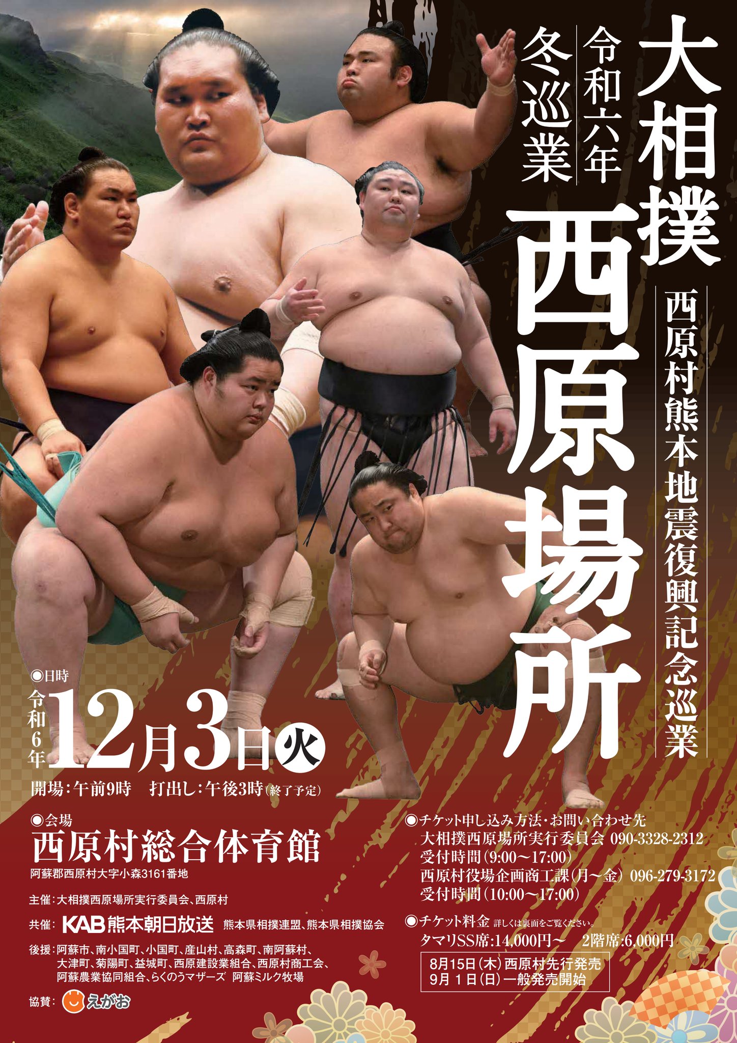 大相撲 西原場所 巡業チケット タマリ席 2名分