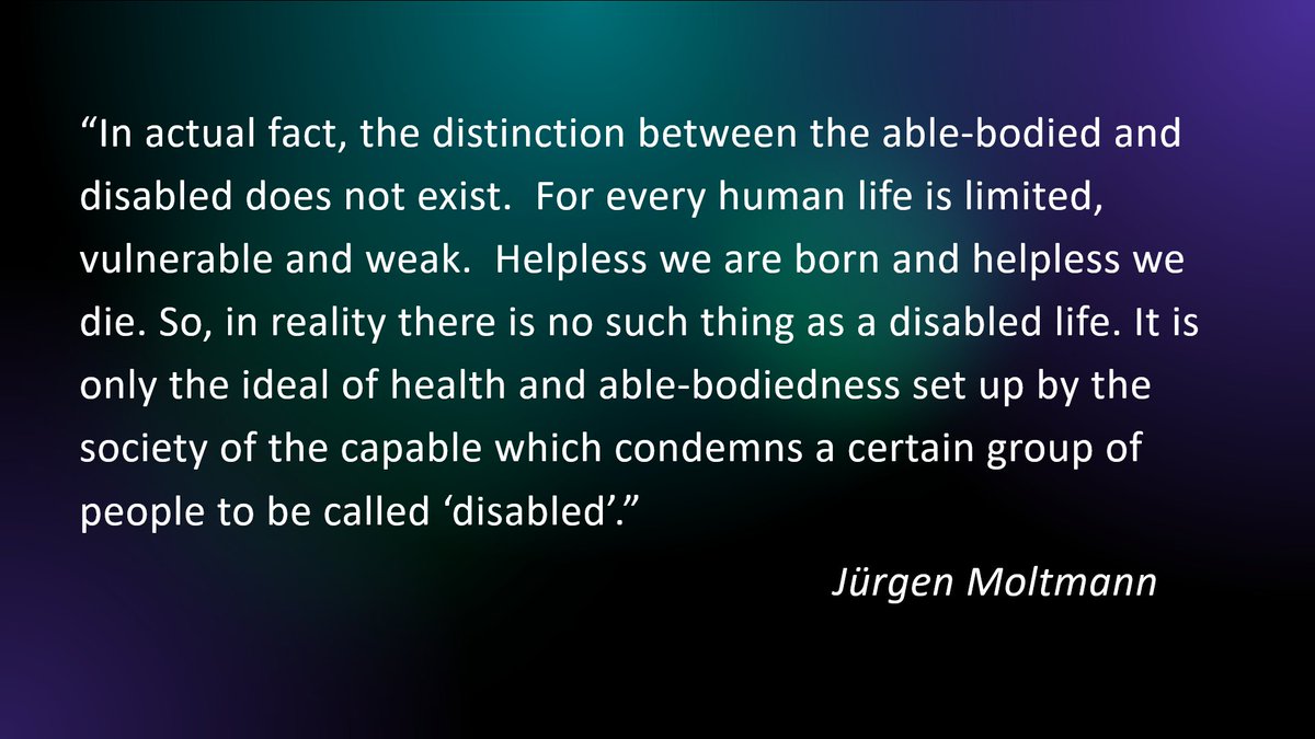 We discussed this quote in our current online course, Disability Theology. What are your thoughts? #Disability