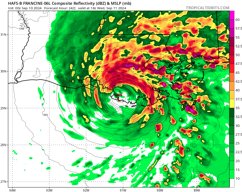 flimpct's tweet photo. #HWRF, #HAFSA, #HMON, #HAFSB are all showing a potential strengthening up until landfall from this point on. The images below are between 10am-2pm. Strong CAT 2, maybe even pressing a CAT 3. #NHC is still holding at 100mph winds for the peak intensity. Lots of questions will get answered as the system begins to move off towards the NNE.
#Tropics
#FLWX
#CentralFLWX
๐กโ๏ธ๐
