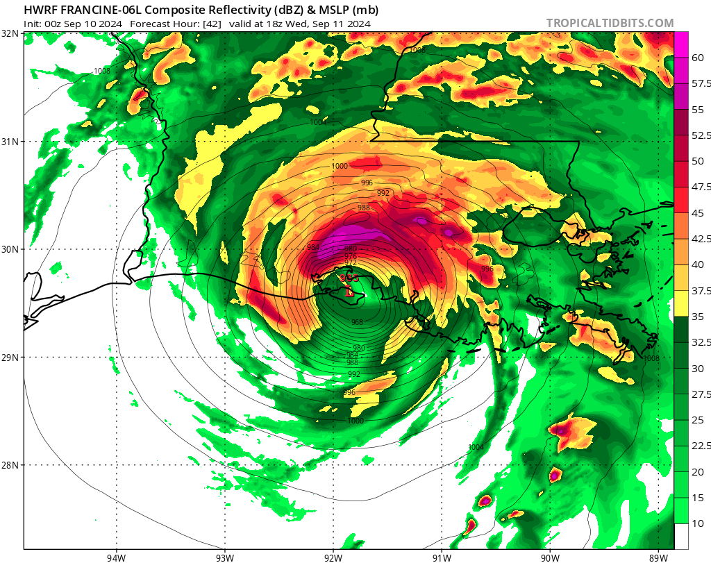 flimpct's tweet photo. #HWRF, #HAFSA, #HMON, #HAFSB are all showing a potential strengthening up until landfall from this point on. The images below are between 10am-2pm. Strong CAT 2, maybe even pressing a CAT 3. #NHC is still holding at 100mph winds for the peak intensity. Lots of questions will get answered as the system begins to move off towards the NNE.
#Tropics
#FLWX
#CentralFLWX
๐กโ๏ธ๐