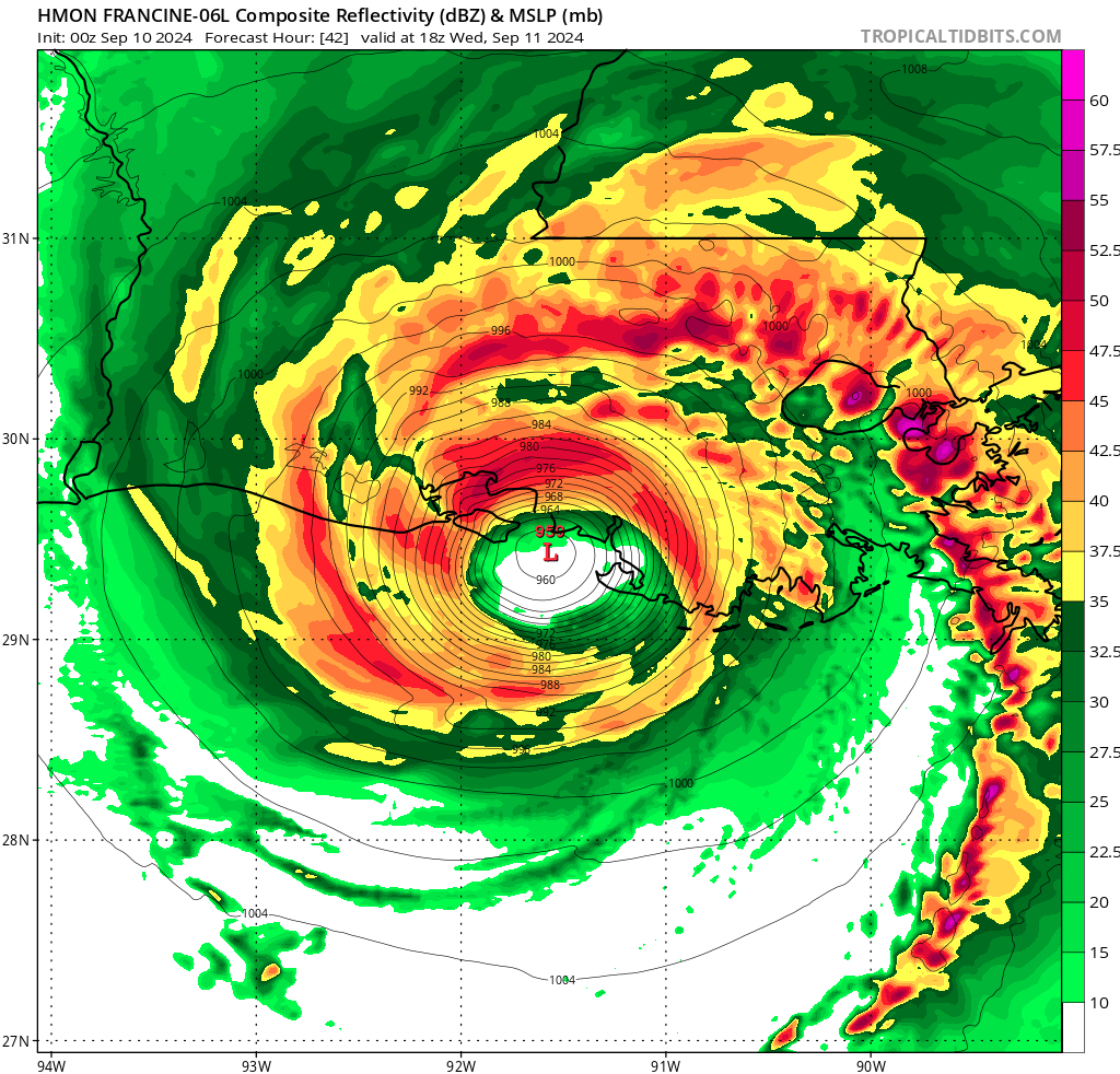 flimpct's tweet photo. #HWRF, #HAFSA, #HMON, #HAFSB are all showing a potential strengthening up until landfall from this point on. The images below are between 10am-2pm. Strong CAT 2, maybe even pressing a CAT 3. #NHC is still holding at 100mph winds for the peak intensity. Lots of questions will get answered as the system begins to move off towards the NNE.
#Tropics
#FLWX
#CentralFLWX
๐กโ๏ธ๐