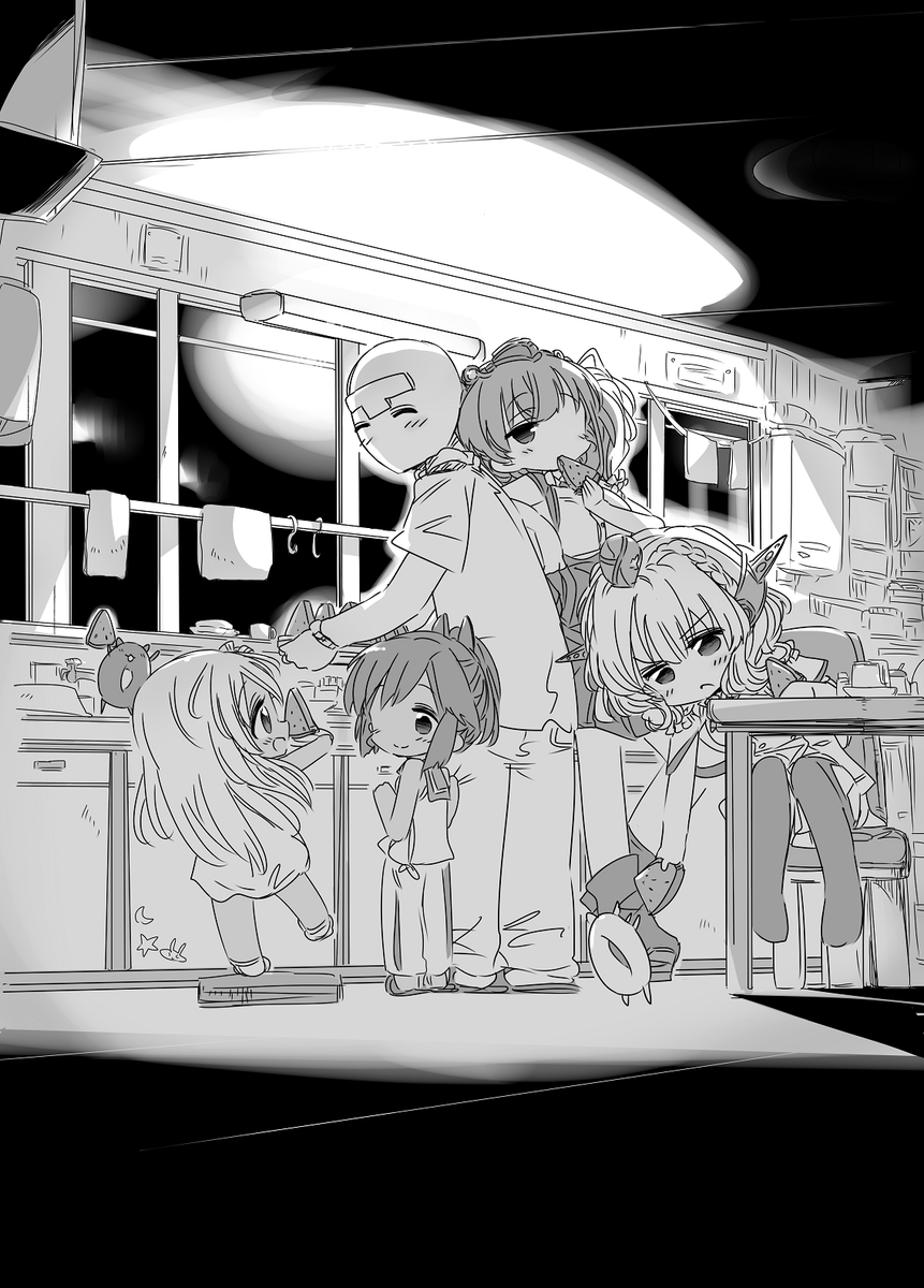 夏の鎮守府、夜の台所🍉
#艦これ 