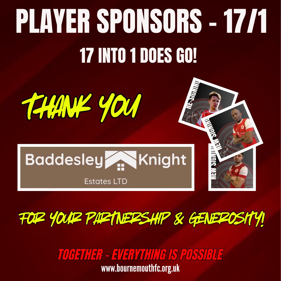 O_BournemouthFC's tweet photo. POPPIES SWEET SEVENTEEN!

Baddesley Knight Estates is to sponsor an unprecedented 17 Poppies players for 2024/5. This is a fantastic partnership for the club &amp; will enhance the profile of both.

Watchout for each announcement.

MANY THANKS TO CAROL &amp; RICHARD AT BADDESLEY. https://t.co/vIZpIcN6bF
