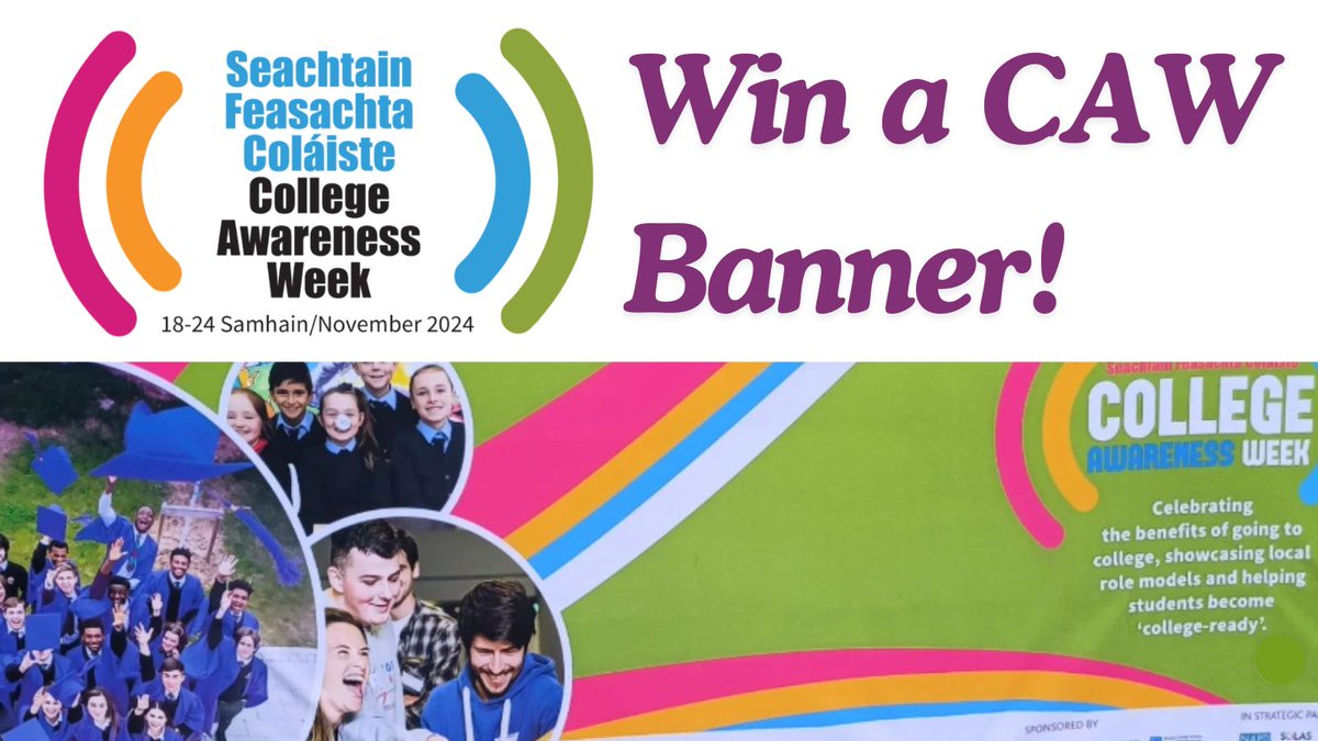 Would you like a CAW banner for your school or organisation? 🙌
Like and share this post and you will be entered into a draw to win a banner to celebrate #CAW2024! 😊
Don't forget to log your CAW events and download our resources on collegeaware.ie 🎓 
<a href="/NAPD_IE/">NAPD</a> <a href="/hea_irl/">HEA</a>