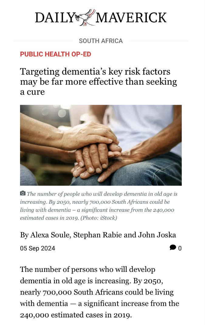 There's no cure for dementia, but nearly half of all cases could be prevented by addressing modifiable risk factors like diet, exercise, mental health &amp; chronic disease management. Check out our Daily Maverick article to learn more: dailymaverick.co.za/article/2024-0…