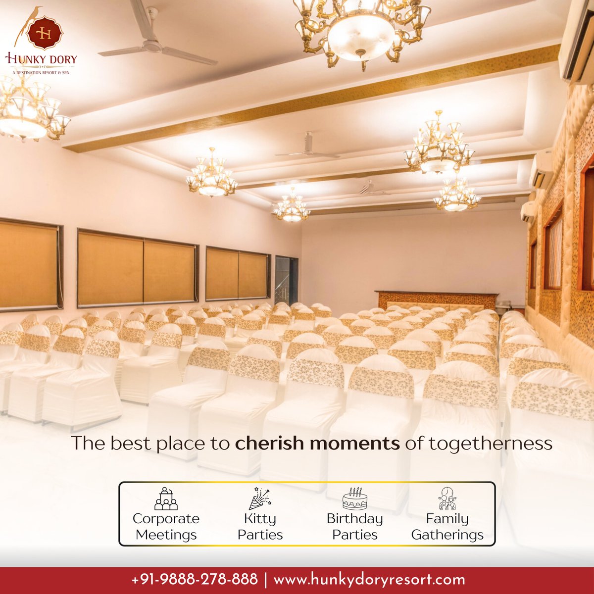 BWhunkydory's tweet photo. ✨ Whether it’s a corporate meeting, a birthday bash, or a cozy family gathering, Hunky Dory Resort is your perfect venue to create lasting memories. ✨

📞 For bookings and inquiries: +91-9888-278-888
🌐 Visit us at: https://t.co/QoJu8qOeuj

#HunkyDoryResort #CherishTogetherness https://t.co/EaDGPXdgep