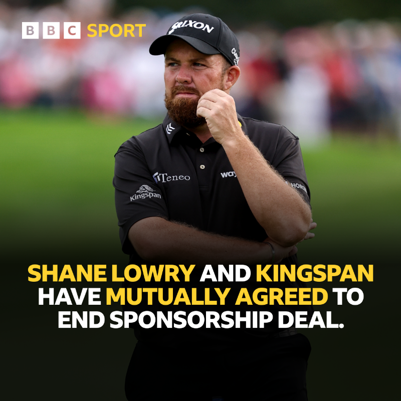 BBCSPORTNI's tweet photo. Breaking news!

Irish golfer Shane Lowry confirms he will no longer be sponsored by Kingspan.

#BBCGolf