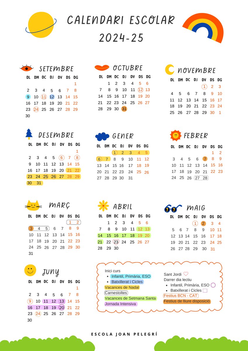 🗓️Aquí el Calendari Escolar del curs 2024-25 👇
